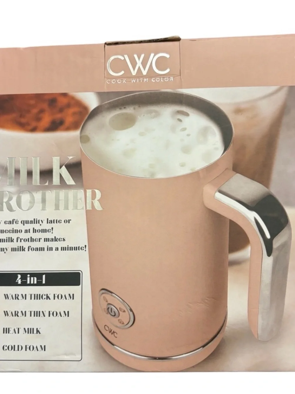 CWC Pink Milk Frother – Electric Milk Foam Maker